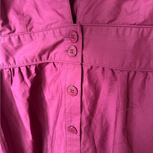 NWT Farm Rio Puff Sleeve Mini Shift Button Dress, Burgundy, M - Picture 3 of 9